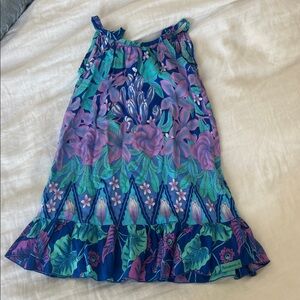 Floral Blue and Purple Kids Casual Dress